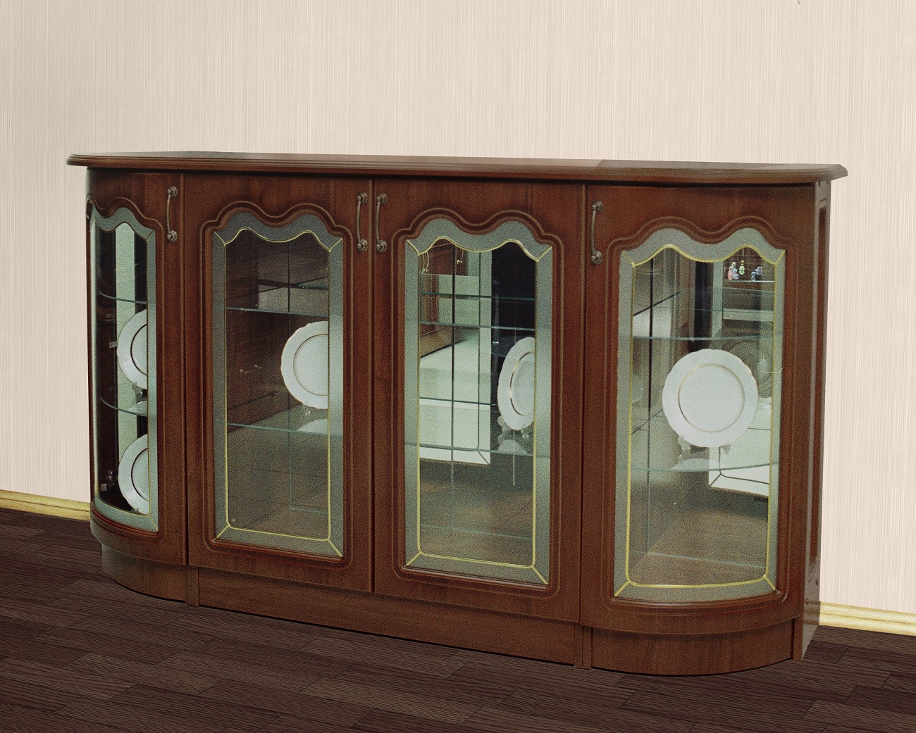 Комод в гостиную с витражными стеклами  Цнинский 3 модуль 8